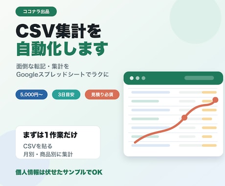 CSV集計を自動化します 面倒な転記と集計をラクにします イメージ1