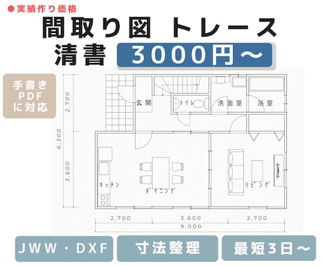 現役一級建築士が図面をトレースします 先着20名様限定価格｜CAD化｜修正2回無料 イメージ1