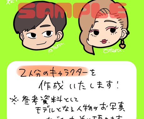 デフォルメアイコン2つセットで作ります 1000円でお気軽に作成♪2キャラor表情違いで2つ作成！ イメージ1