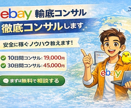 eBay輸出、徹底コンサルします 経験ベースの実践ノウハウで「安全に・確実に」eBayを伸ばす イメージ1