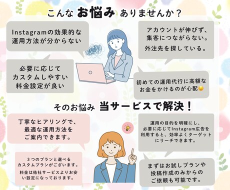 集客につながるInstagram運用代行ます 運用の目的や現状のお悩みを丁寧にヒアリング！ イメージ2