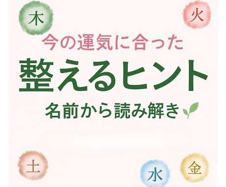 運気アップアドバイス鑑定します 名前から「具体的にどう動けばいいか」だけをまとめた鑑定。 イメージ1