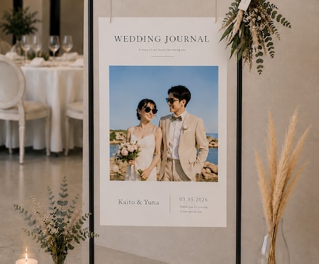 ウェルカムボードをA4〜A1サイズで作成します 結婚式用ウェルカムボードをおしゃれに作成します。 イメージ1