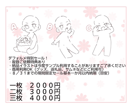 期間限定！可愛いデフォルメイラスト描きます 8/31までの特別セール！量産デフォルメイラストです イメージ1