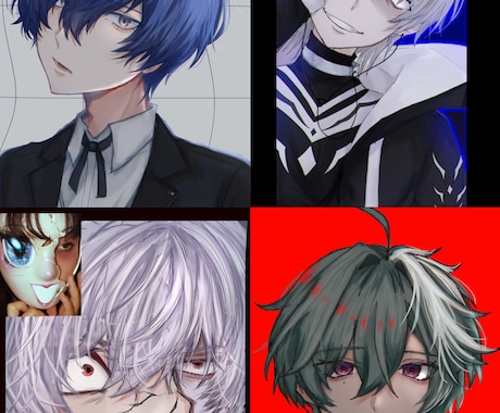 上半身アイコン用イラスト等制作致します 上半身(脇腹付近まで)等のイラスト依頼受け付け致します。 イメージ2