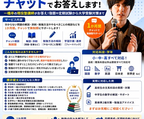 勉強分からないことやお悩みをチャットでお答えます 一橋卒の現役塾講師がお答え！宿題や定期試験から大学受験対策 イメージ1