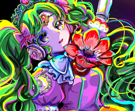キラキラとしたキャラクターの一枚絵を描きます 色彩鮮やかなキャラクター達をお届けします イメージ2