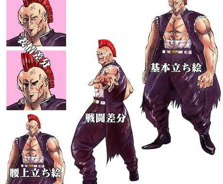 世紀末、ならず者、汚い金持ち等のキャラ作ります 幅広いジャンルに対応！ダイナミックな戦闘差分も！ イメージ2