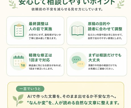 AI文章の違和感を自然に整えます 意味は通るのに読みにくい、固い、AIっぽいを自然に調整します イメージ2