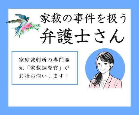家庭裁判所調査官２０年以上の実績！親身に話聞きます 秘密厳守！家裁当事者対応や調停審判の方向性でお困りの弁護士へ イメージ1