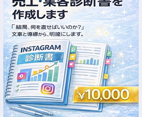 あなた専用｜インスタ売上・集客診断書を作成します 結局、何を直せばいいの？ 改善点を明確にします。 イメージ1