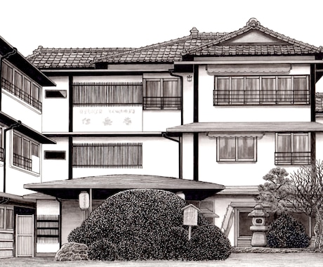 ペンと筆で、水彩の手描きイラストを描きます お客様の写真を元にモノクロのペン画を制作します。 イメージ1