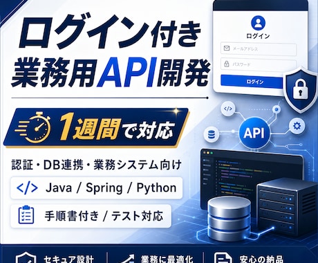 ログイン付きの業務用API、1週間で作ります 会員制サービスやアプリの「裏側」を、テスト・説明書つきで イメージ1