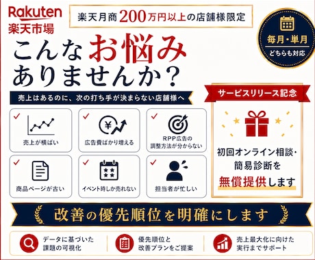 楽天市場 売上停滞突破・運用代行します 楽天月商200万円以上の店舗運用を改善 各ECモールにも対応 イメージ2