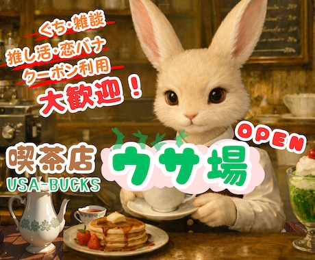 うさぎの癒しの喫茶店✨"ウサ場"Open！癒します NG無し☺️愚痴/雑談/推し活/恋バナなどなんでも聞きます✨ イメージ1