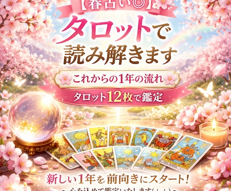 春占い◎ タロットで読み解きます これからの1年をタロット12枚を使って占います。 イメージ1