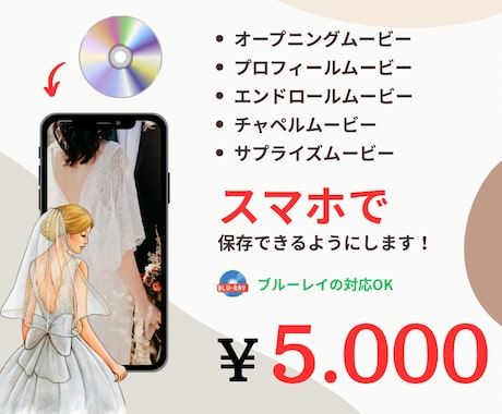 ムービーを携帯で保存できるようにします DVD/Blu-ray →データ化　携帯にデータを保存 イメージ1