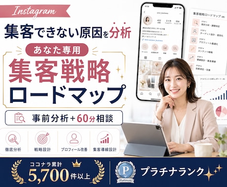 インスタを分析し集客戦略を設計します 事前分析＋改善レポート＋60分相談｜女性事業者向け イメージ1