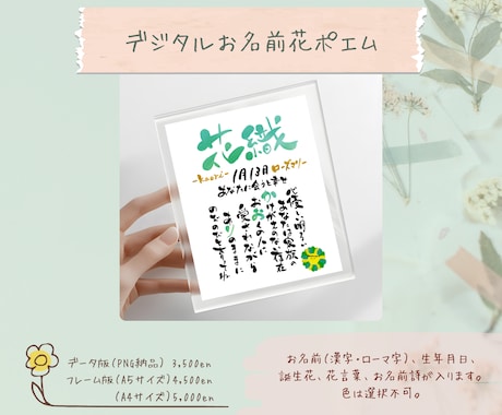 誕生花を添えた筆文字ギフト作ります 誕生花で家族の物語を優しく彩る筆文字デザイン イメージ2