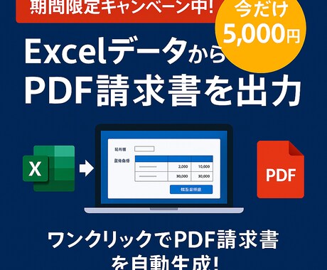 まだ手作業で請求書？自動化をお手伝いします 今だけ5,000円！面倒作業と決別しませんか？ イメージ1
