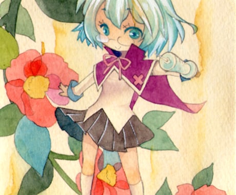 【年賀ハガキにできます】コミック系水彩画描きます。 イメージ1