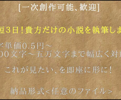 最短即日納品！要望通りの小説を執筆します 一次二次創作問わず！このネタ、早く欲しいにお応えします！ イメージ1