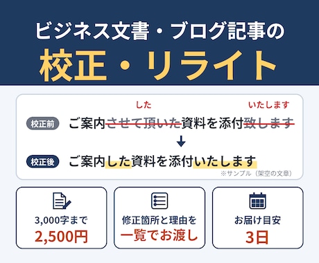 ビジネス文書・ブログ記事を校正・リライトします イメージ1