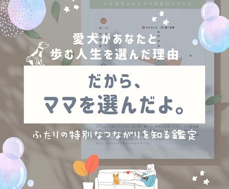 愛犬が、あなたのそばにいる理由をひも解きます 五行ホンシツ鑑定と併せて、ふたりの特別なつながりをお届け イメージ1