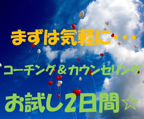 お試し2日間☆彡あなたの生きづらさに向き合います あなたの悩みに寄り添い、解決のためのコーチングします。 イメージ1