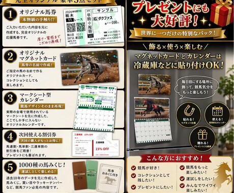 世界に1つだけの競馬グッズを制作いたします 競馬応援パック作成｜名前入りオリジナル馬券＋豪華5点セット イメージ2