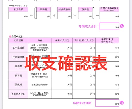 FP2級が専用ツールを用いて家計を見直します 収支確認表/バランスシート/キャッシュフロー表等を作成します イメージ2