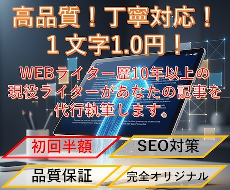 1文字1円！あなたの『書く』時間、プロが請負います 【初回半額！】ブログ、Web記事、メルマガなど丸投げOK！ イメージ1