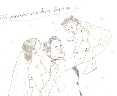 思い出に残る結婚式の似顔絵イラストお描きします ウェルカムボードや両親贈呈品にもオススメ！ イメージ2