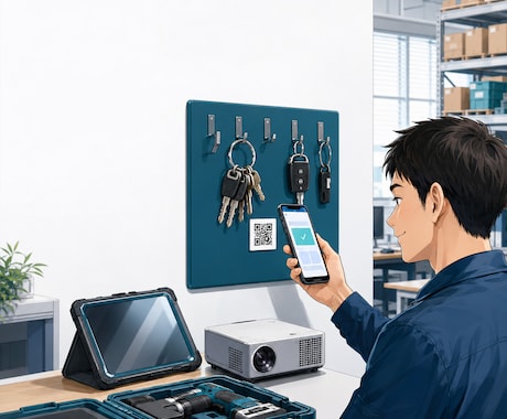 QRで鍵・備品の貸出返却を見える化します 貸出ノート不要。誰が持っているかスマホですぐ確認 イメージ1