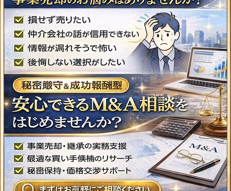 M&A相談買い手・売り手マッチング支援します 初期費用0円｜秘密厳守で安心サポート イメージ2