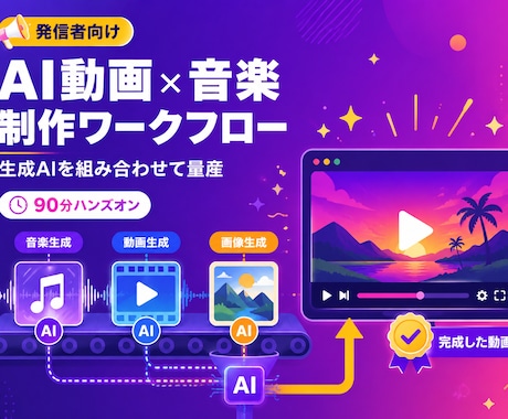 AI動画・音楽制作のワークフローを教えます SunoとKLINGで曲も映像も。収益化までの実践講座 イメージ1