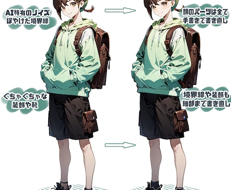 AIイラストを修正+高品質パーツ分けします 企業実績あり！破綻を修正、Live2D用パーツ分け致します＊ イメージ2