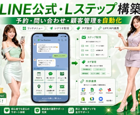 LINE公式Lステップで予約顧客管理を自動化します 導線設計からリッチメニューシナリオ配信・外部連携まで一括対応 イメージ1