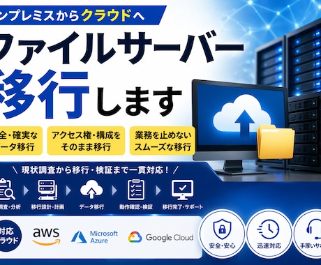 ファイルサーバーを安全にクラウド移行します オンプレ→クラウド移行を確実に代行 イメージ1