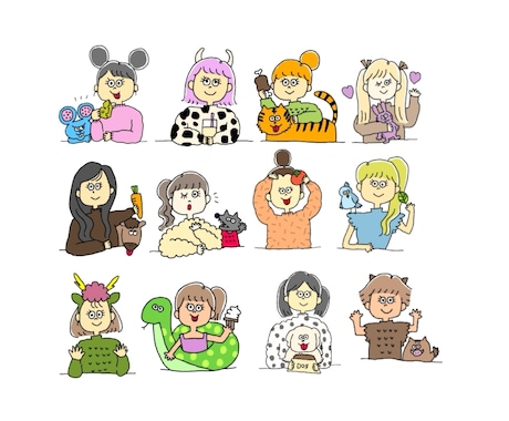 丸投げOK♡商用可！ゆる可愛ポップアイコン描きます 商用利用OK！！SNSアイコンやブログアイコンにどうぞ♡ イメージ2