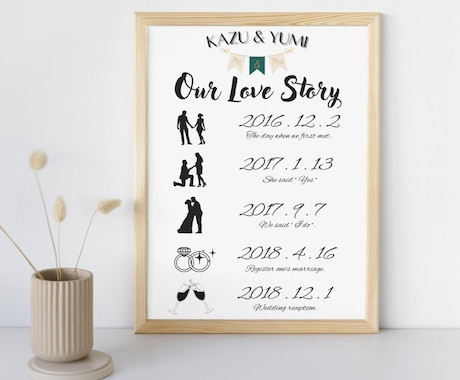 大切な『Our Love Story』を作成します 結婚式のウェルカムスペースやお部屋の素敵なインテリアに… イメージ1