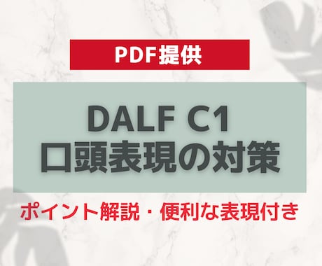 PDF★DALF C1 口頭表現対策を提供します 口頭表現で9割の得点取得者のノウハウ公開 イメージ1