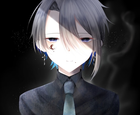 黒背景のキャラクターイラストを描きます 黒の中で輝くキャラクターを提供します イメージ2