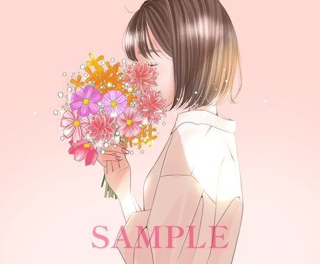 商用利用可◎お洒落なアイコンや名刺イラスト描きます 人と被らないお花と女の子のふんわり大人可愛いイラスト＊ イメージ2