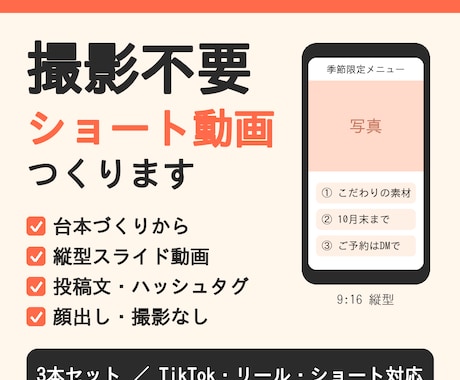 撮影不要！台本付きのショート動画を制作します イメージ1