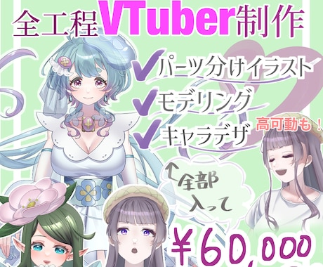 キャラデザからモデリングまでLive2D制作します 高コスパ！お得に全身を表情豊かに動かします！ イメージ1