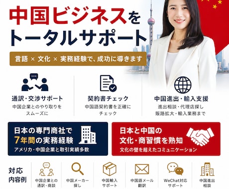 中国企業との交渉・通訳・進出支援をサポートします 中国ビジネスの「言葉」と「文化」の壁をサポートします イメージ1