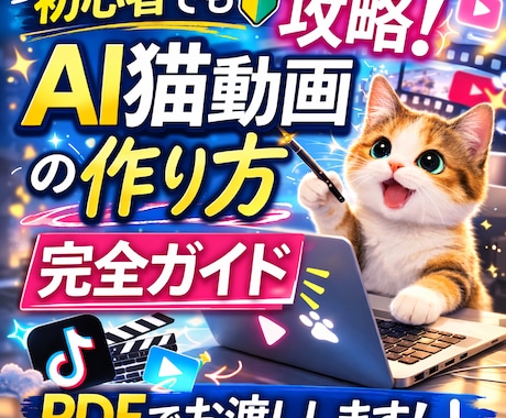 AI猫動画の作り方とプロンプト100お渡しします 初心者向けAI猫動画作成ガイドPDF イメージ2