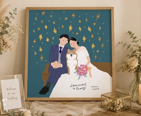 海外風タッチ♡お洒落なウェディングイラスト描きます 結婚式用、プレゼント用でも･:*+. イメージ2