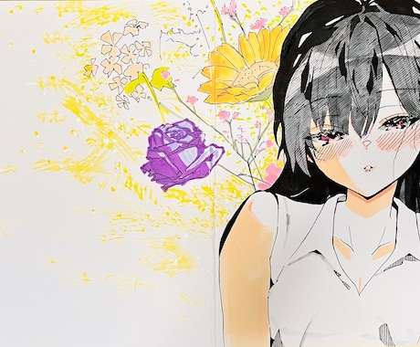 コミケっぽいアナログ色紙お描きします 金のペンやアクリルガッシュで豪華に仕上げます！ イメージ2